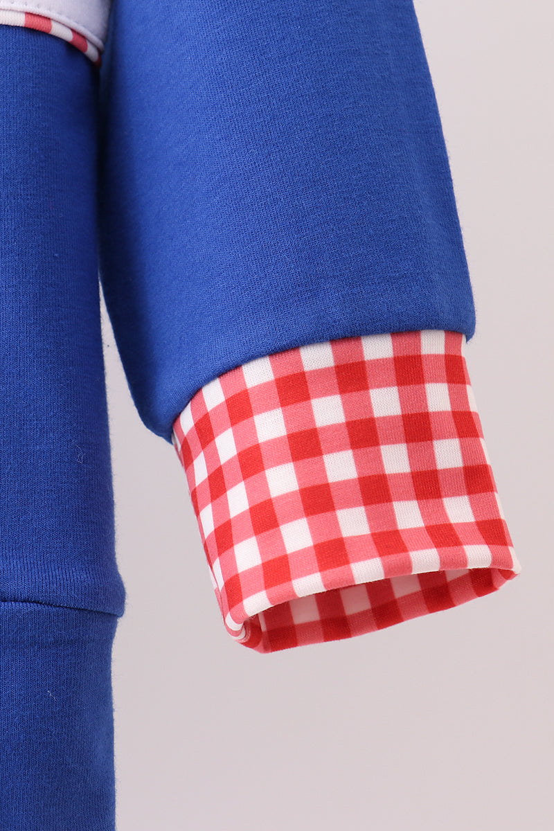 Superhero Gingham Boy’s Long Sleeve Shirt – Blue & Red