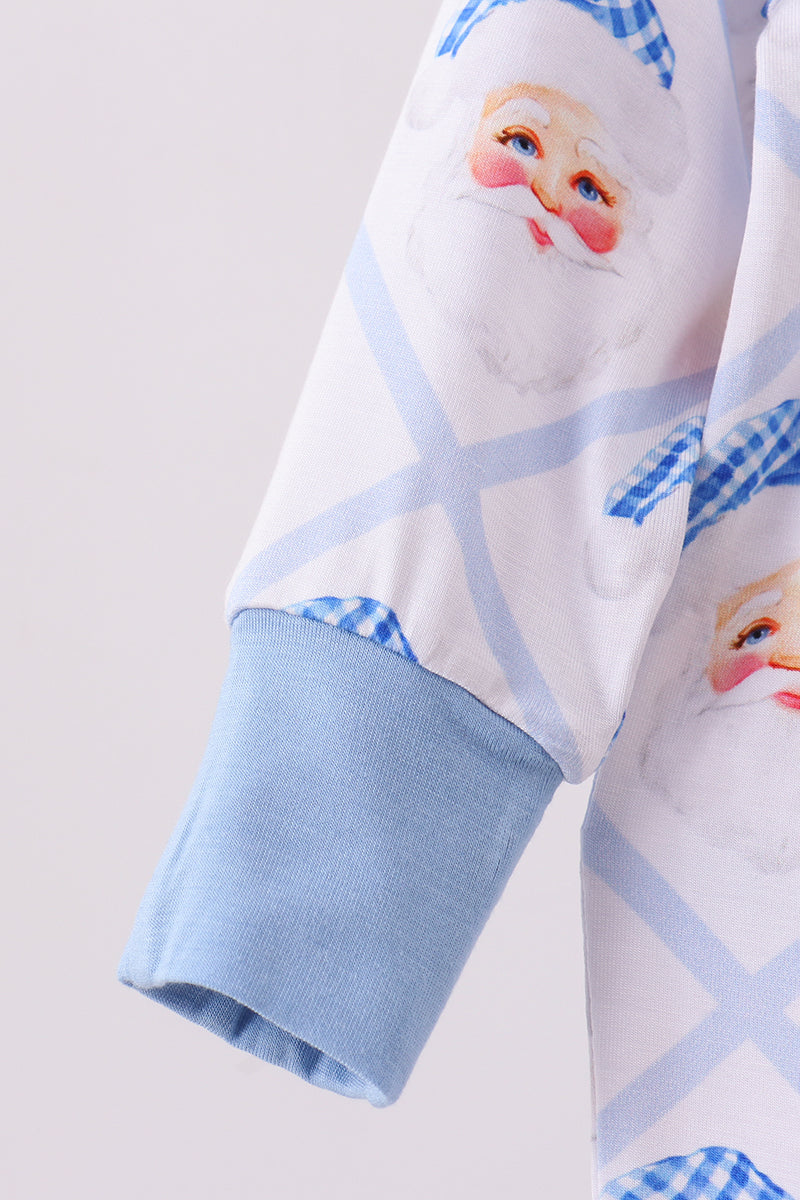 Blue Santa Baby Zip Romper