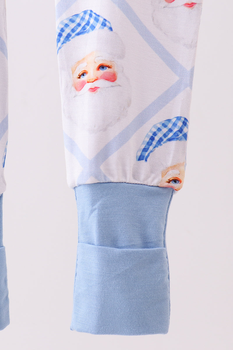 Blue Santa Baby Zip Romper