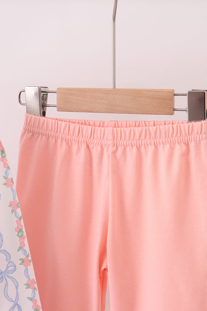 Peach Bow Tunic & Legging Set for Girls