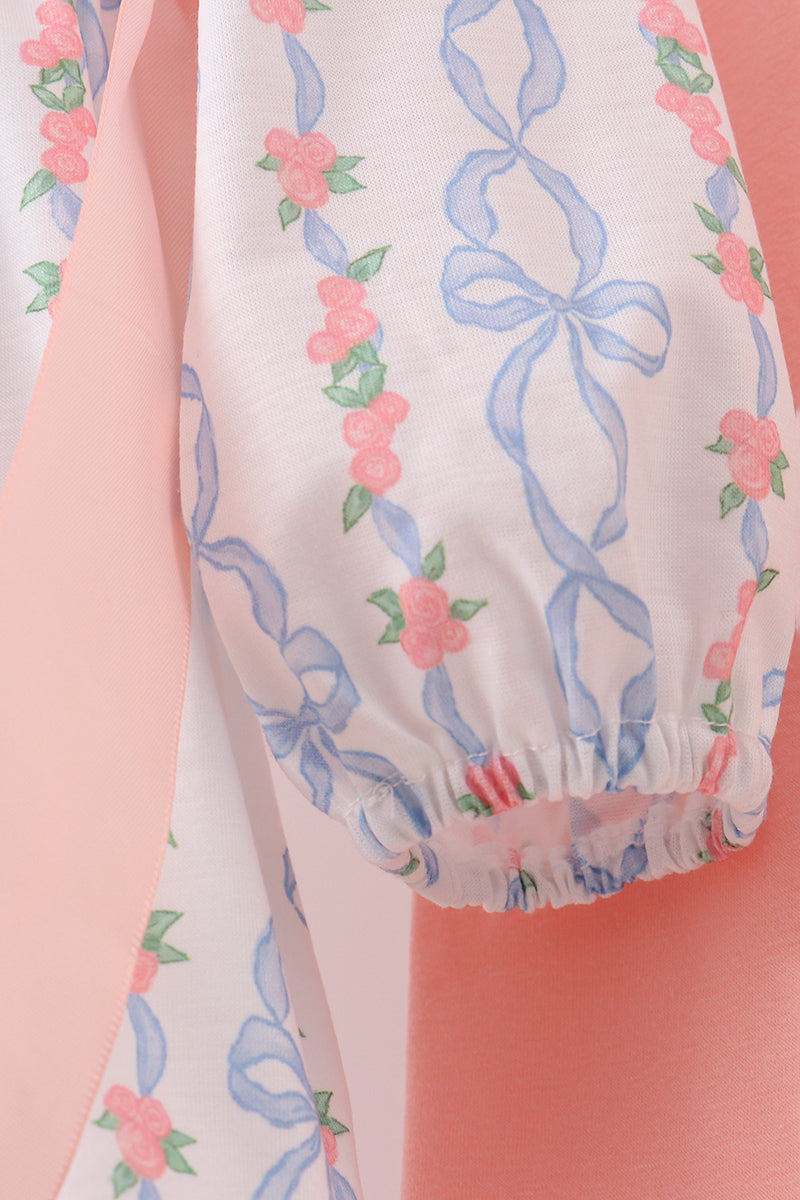 Peach Bow Tunic & Legging Set for Girls