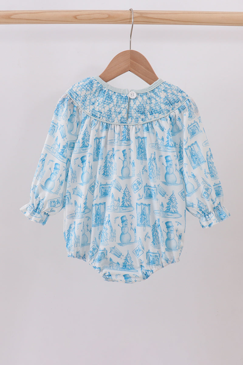 Snowman Smocked Bubble - Holiday Baby