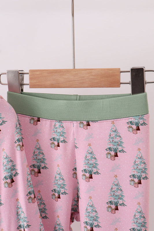 Pink Christmas Tree Bamboo PJ Set