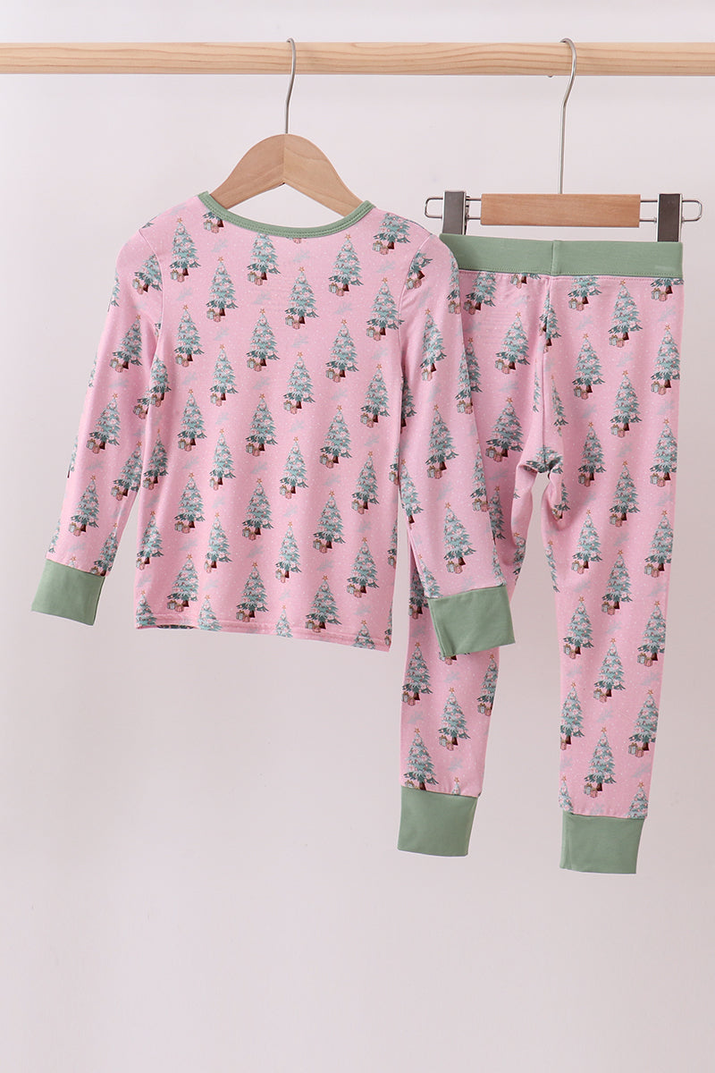 Pink Christmas Tree Bamboo PJ Set
