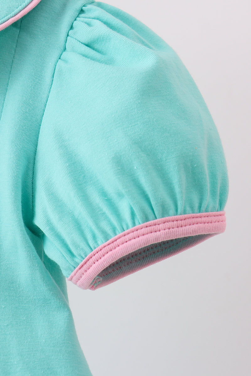 Girls Aqua & Pink Christmas Tree Bloomer Set