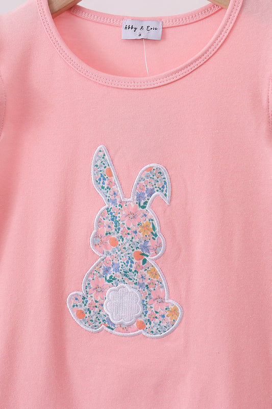 Pink Bunny Appliqué Ruffle Dress