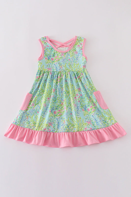 Pink and Green Ruffle Dress