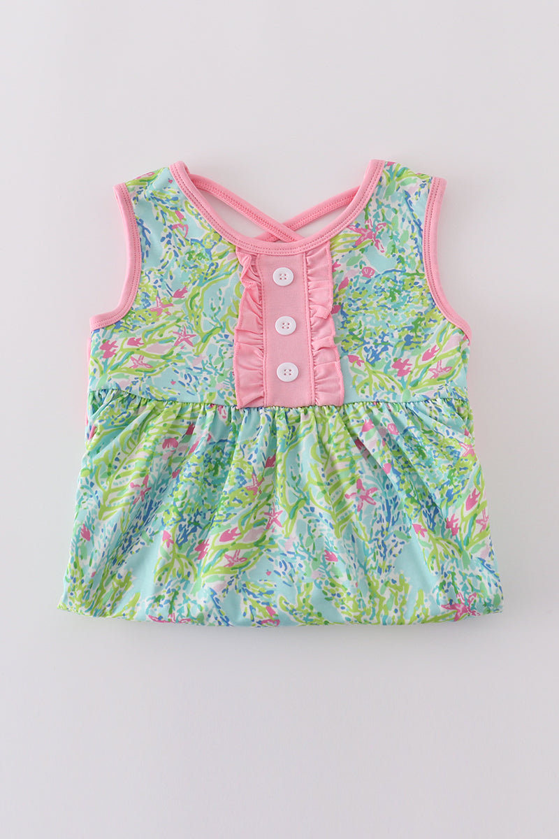 Pink and Green Ruffle Dress