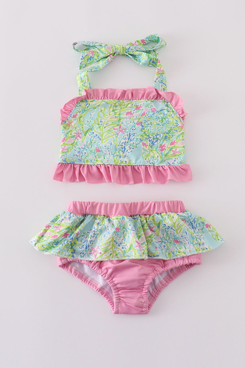 Tropical Ruffle Two-Piece Swimsuit