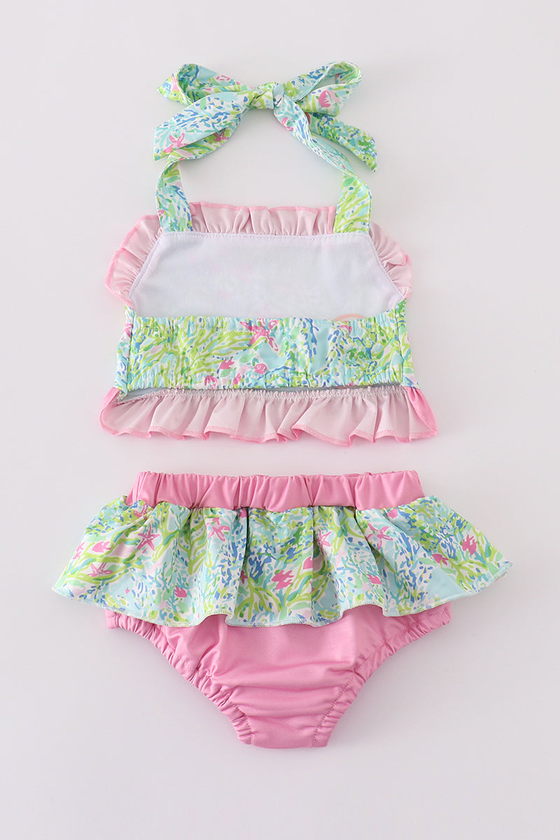 Tropical Ruffle Two-Piece Swimsuit