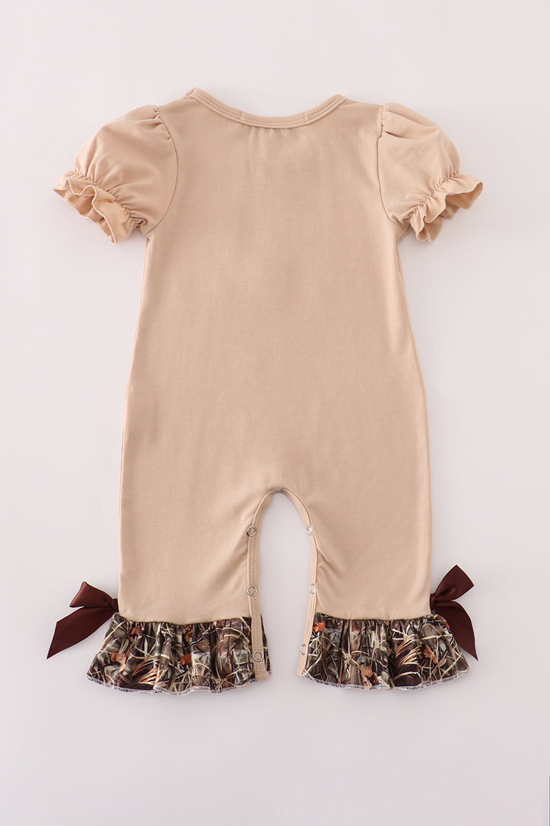 Chocolate Lab Camo Ruffle Baby Romper