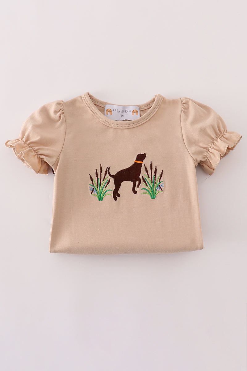 Chocolate Lab Camo Ruffle Baby Romper