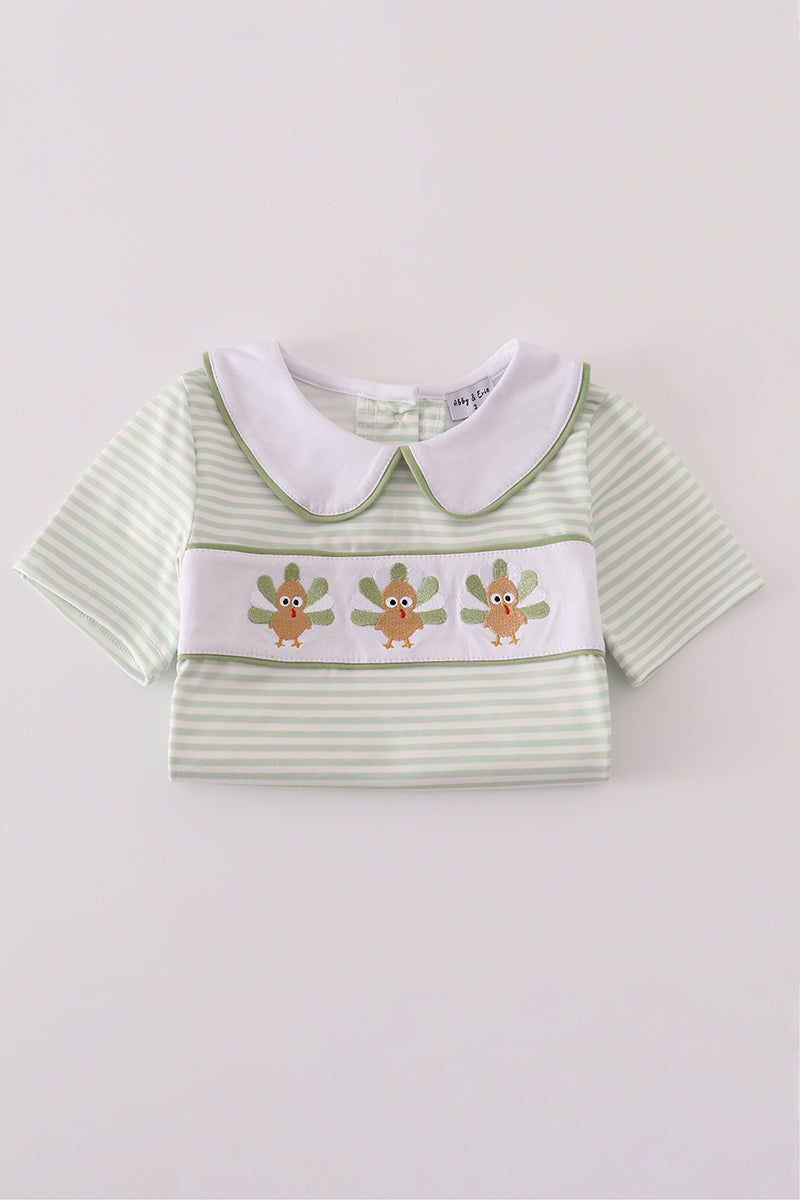 Boys Green Turkey Top & Pants Set