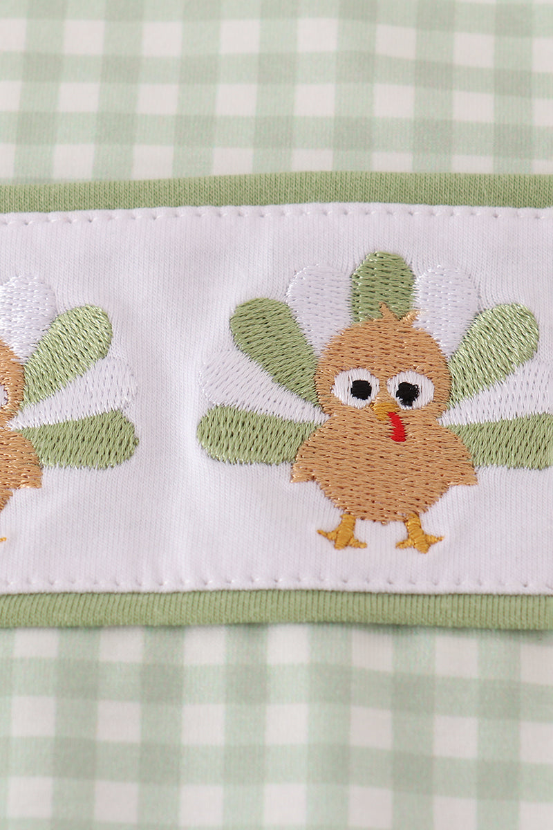 Baby Green Gingham Turkey Romper
