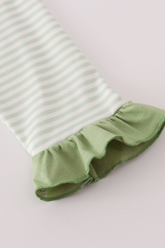 Girls Green Turkey Top & Leggings Set