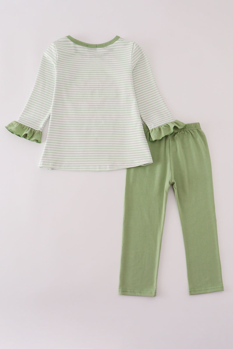 Girls Green Turkey Top & Leggings Set