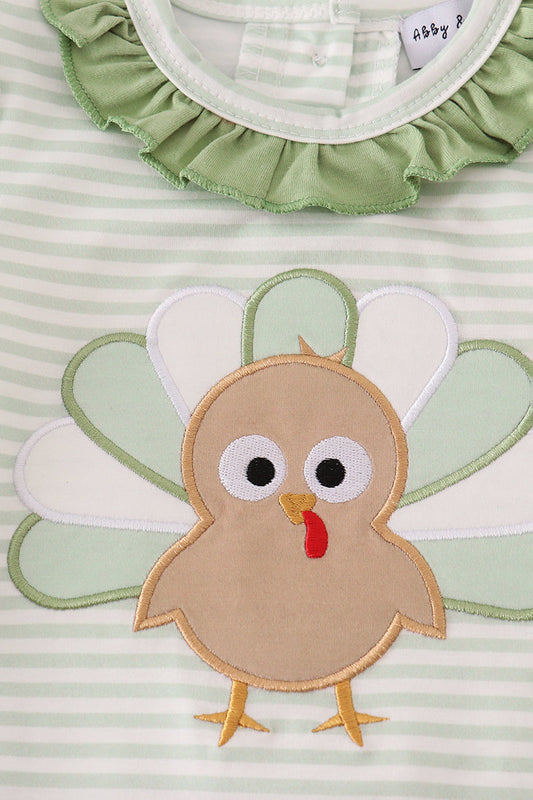 Baby Sage Green Turkey Romper