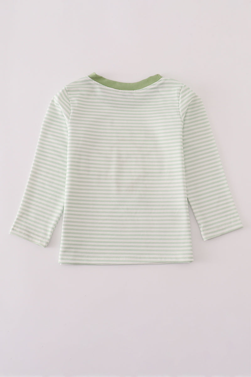 Kids Green Striped Turkey Long Sleeve Top