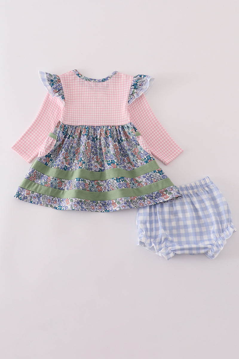 Pumpkin Patch Floral Baby Dress Set with Bloomers
