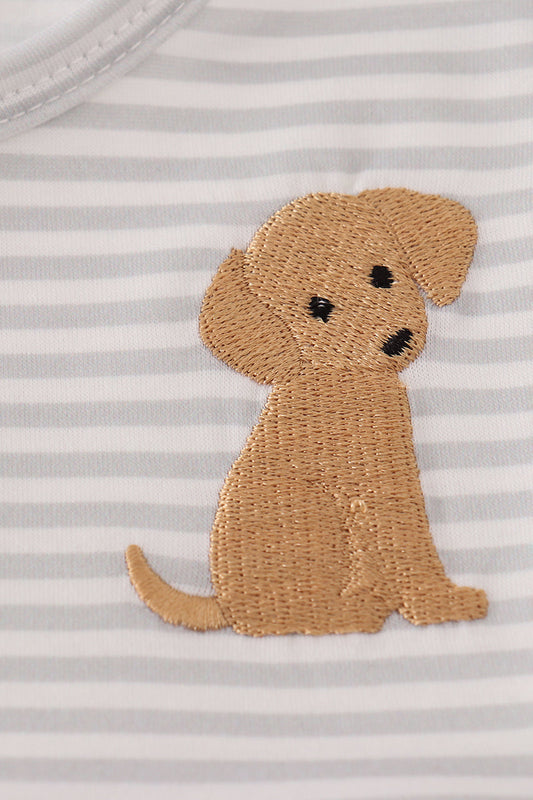 Puppy Embroidered Twirl Dress