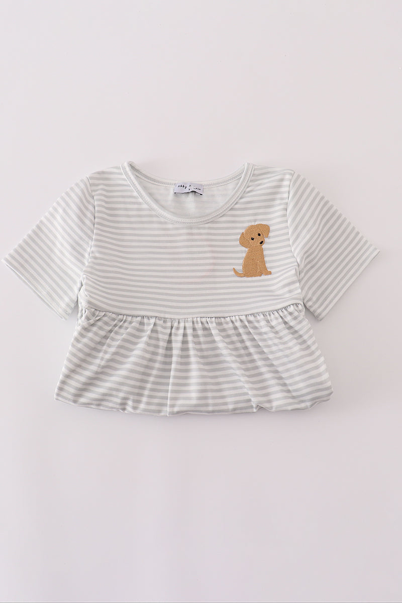 Puppy Embroidered Twirl Dress