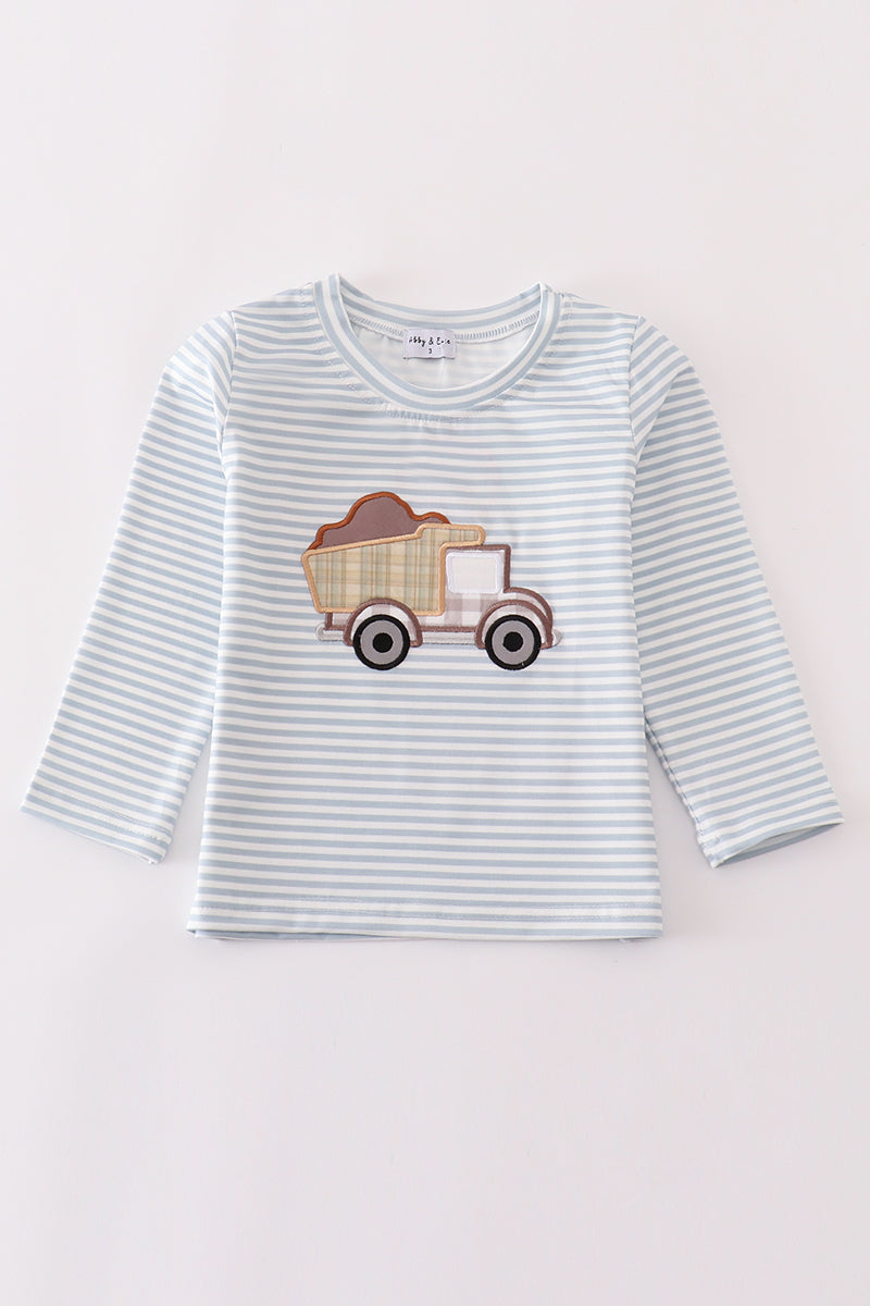 Dump Truck Long Sleeve Tee – Blue Stripe