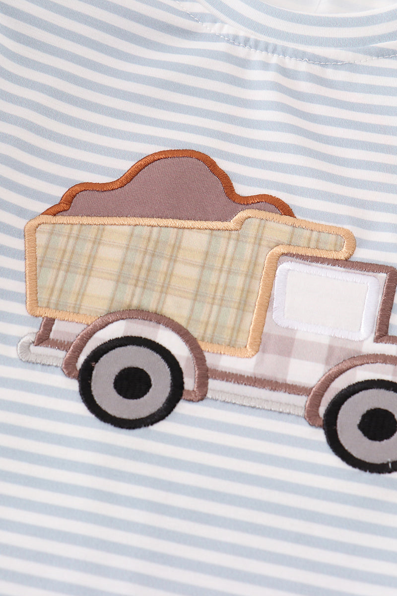 Dump Truck Long Sleeve Tee – Blue Stripe