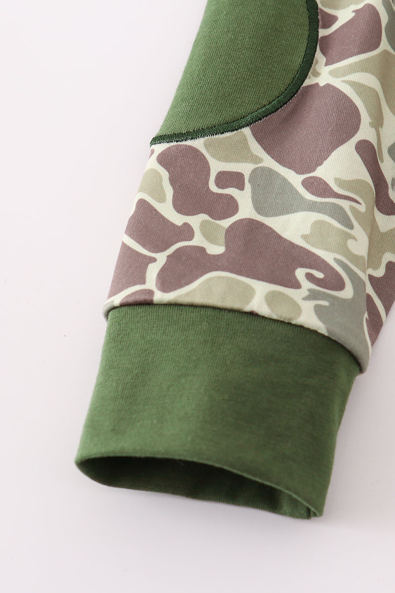 Camo Quarter-Snap Pullover & Olive Jogger Set