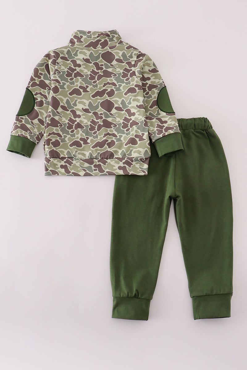 Camo Quarter-Snap Pullover & Olive Jogger Set
