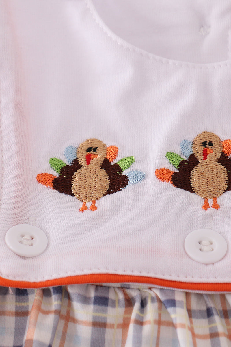 Baby Boy Turkey Embroidered Bubble