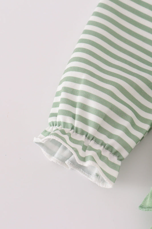 Green Romper with Textured Turkey Appliqué