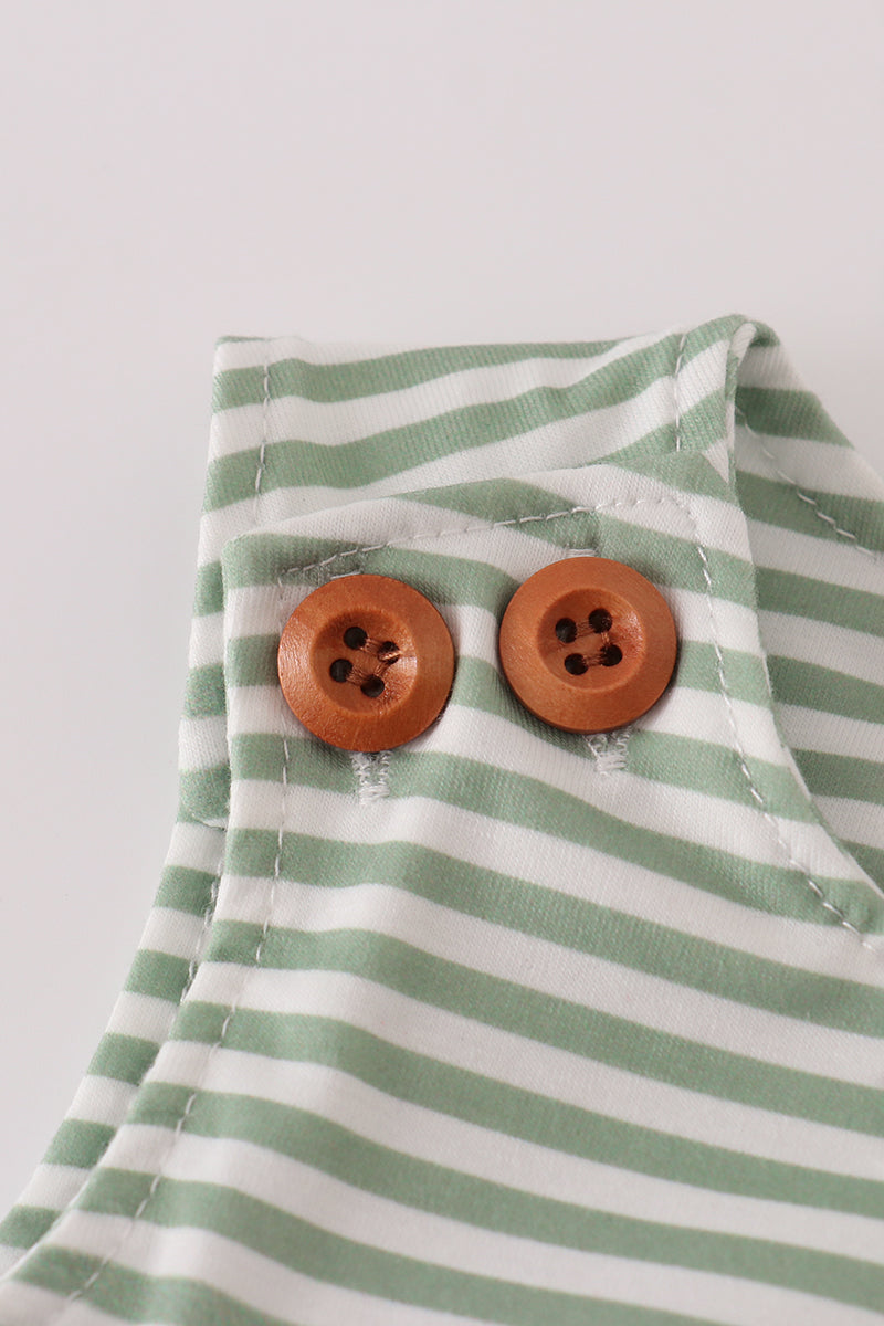 Baby Green Striped Turkey Overalls