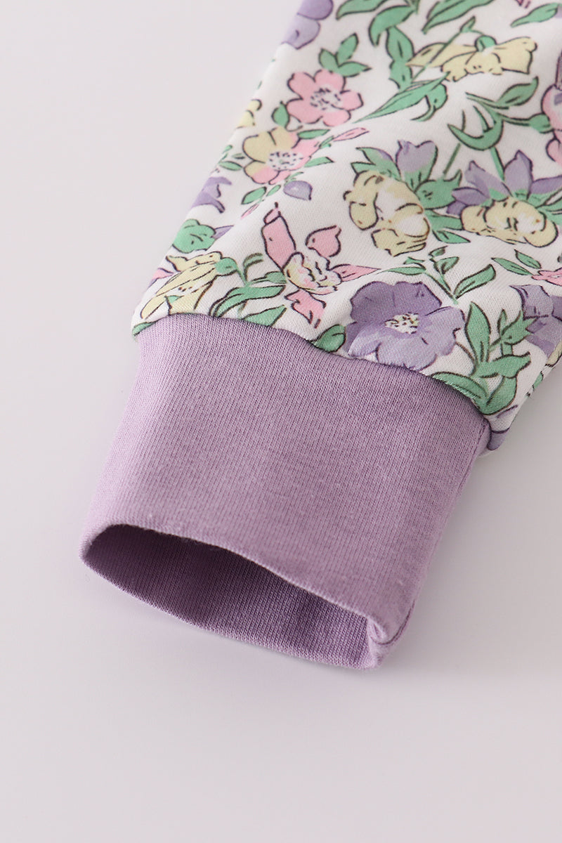 Lavender Floral Ruffle Zip Romper – Baby Girls