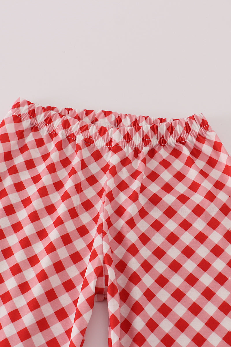 Farm Friends Smocked Top & Gingham Pants Set