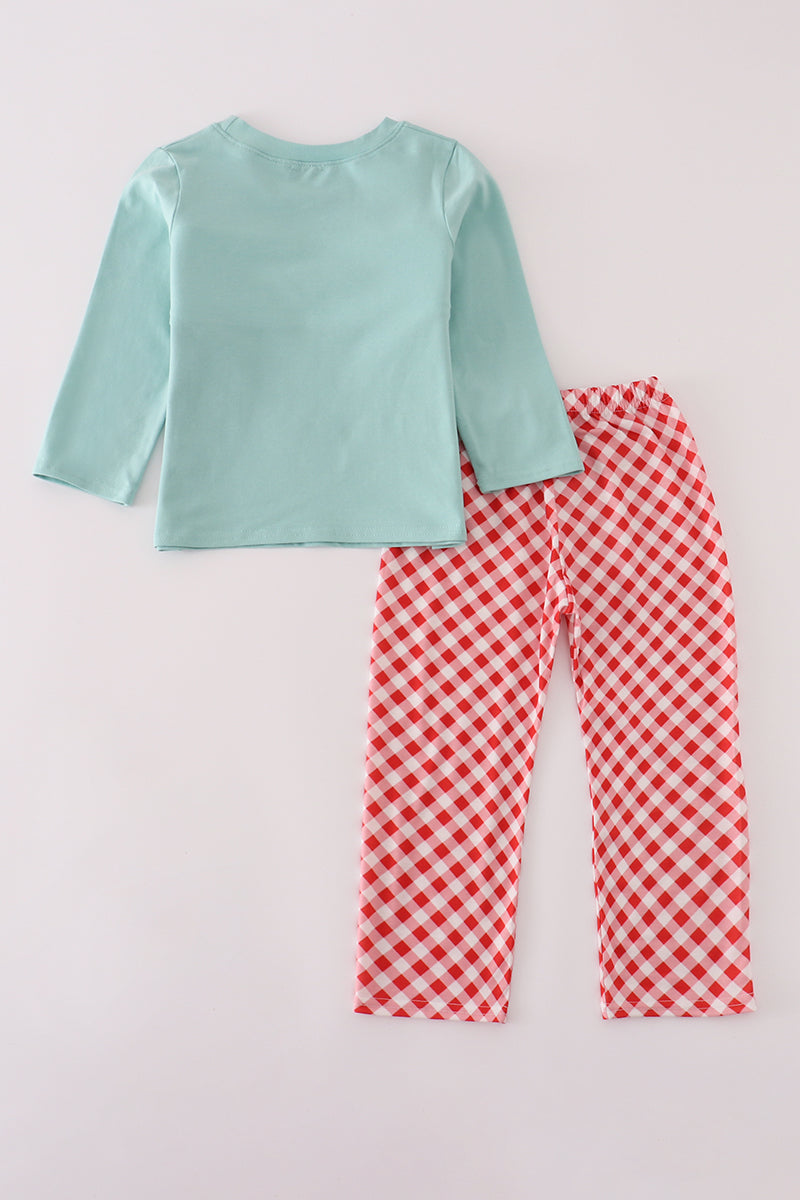 Farm Friends Smocked Top & Gingham Pants Set