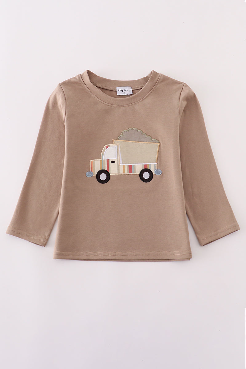 Brown Long Sleeve Dump Truck Tee