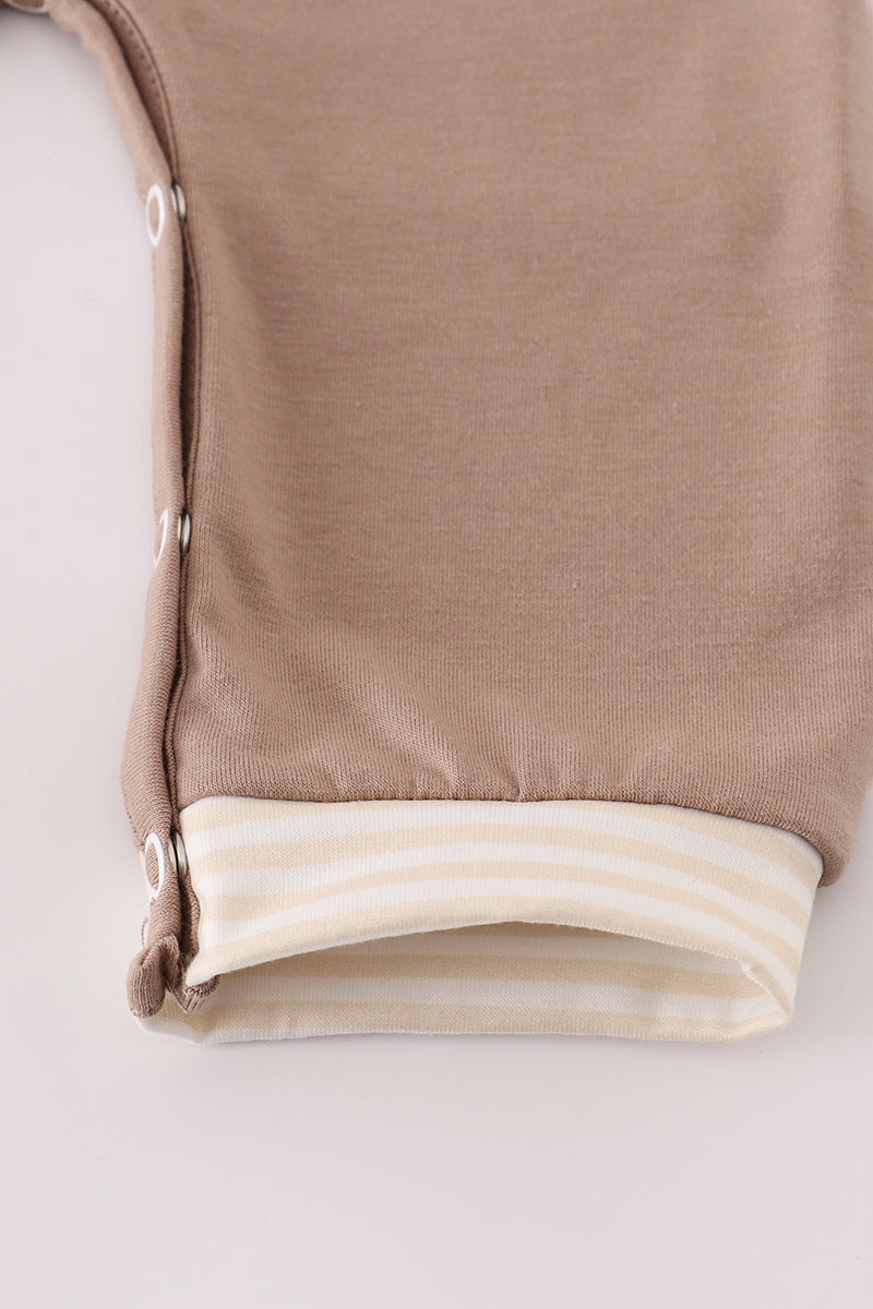 Construction Truck Baby Romper – Soft Taupe