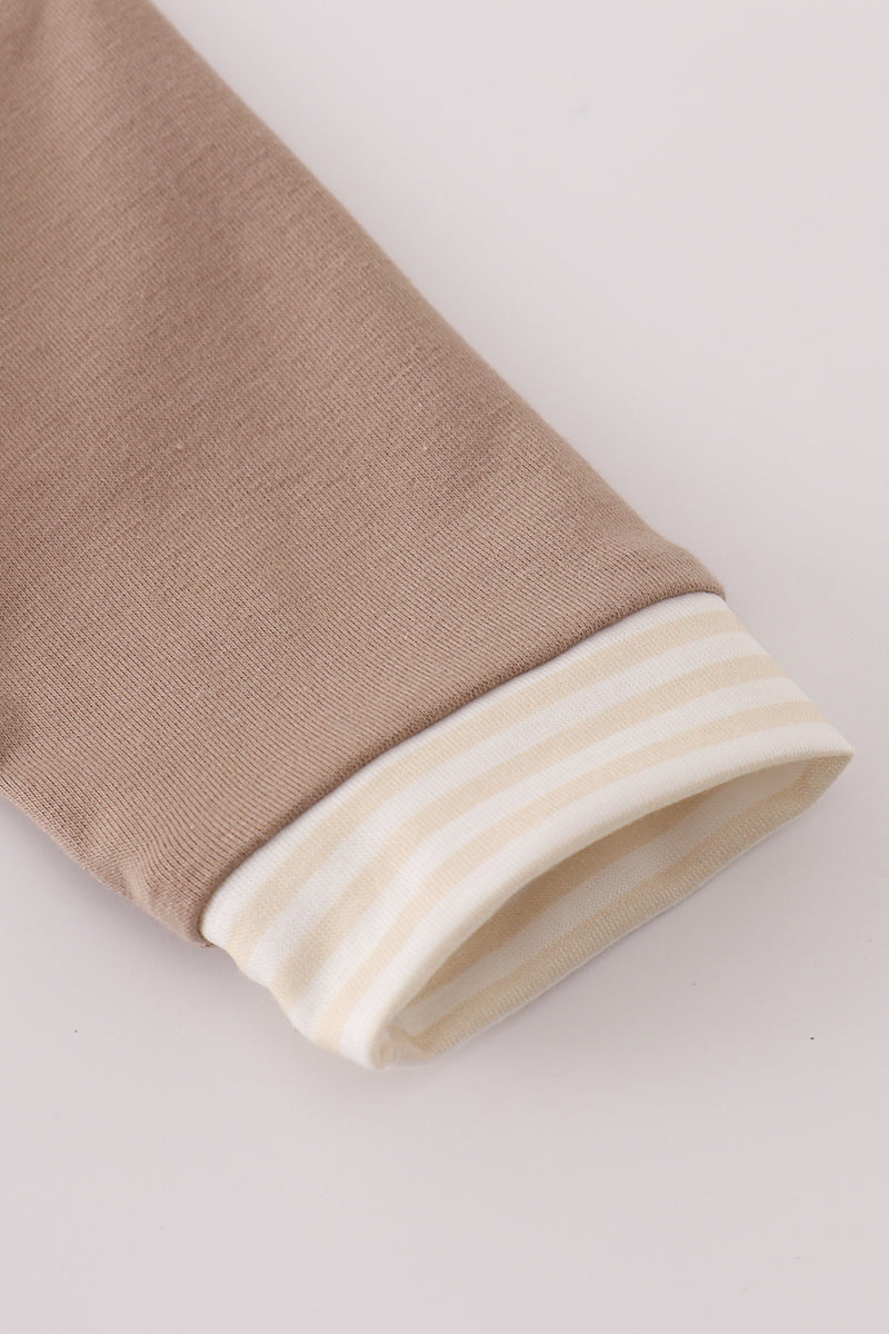 Construction Truck Baby Romper – Soft Taupe