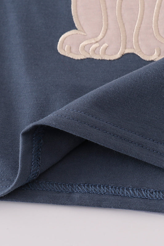 Navy Puppy Appliqué Top