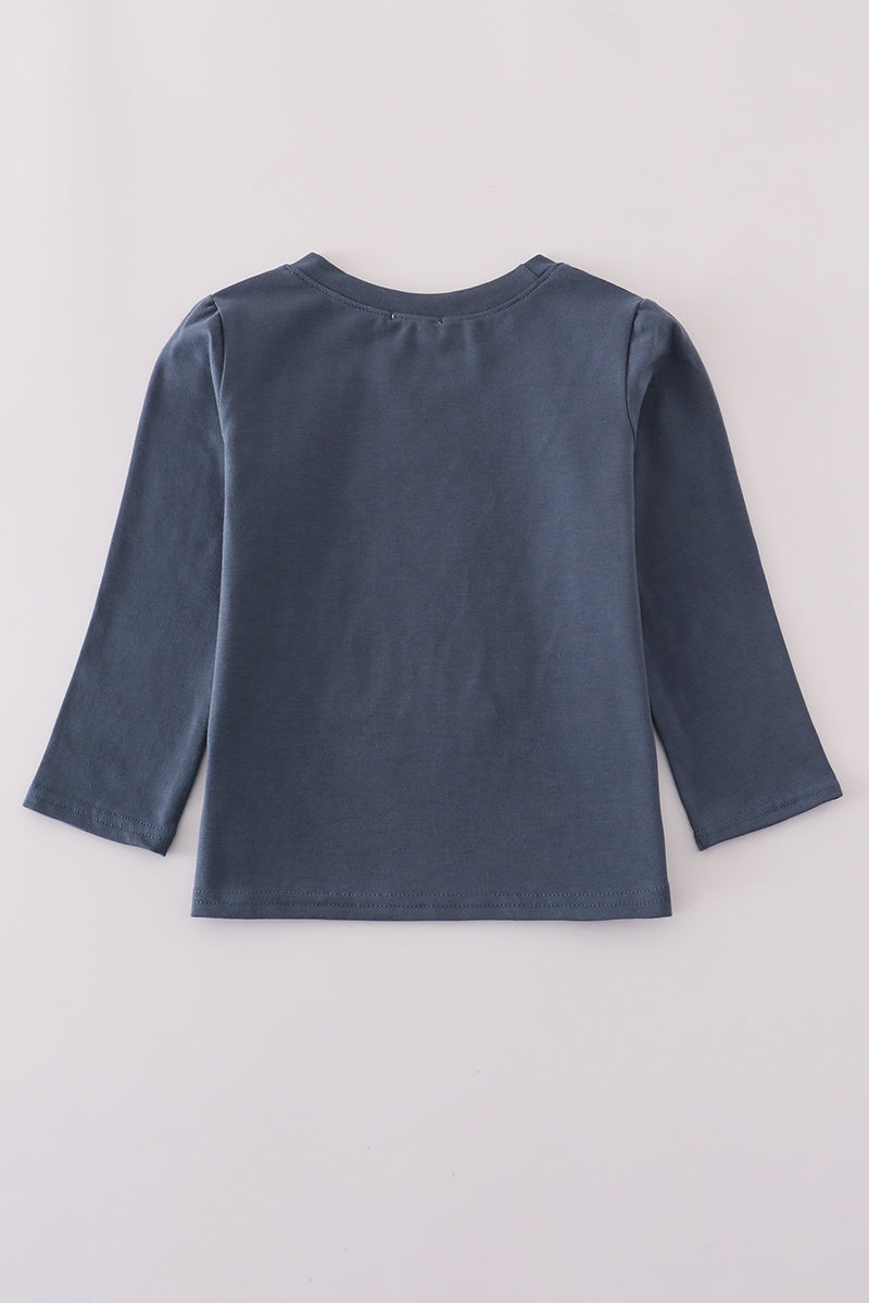 Navy Puppy Appliqué Top