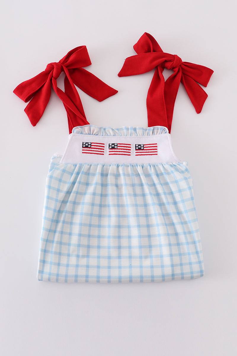 Plaid Flag Embroidered Deess