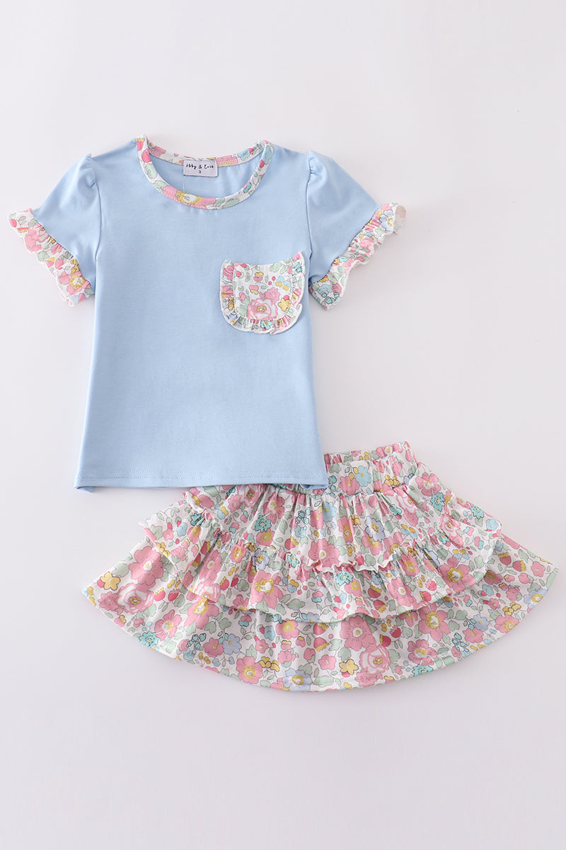 Floral Ruffle Skort Set