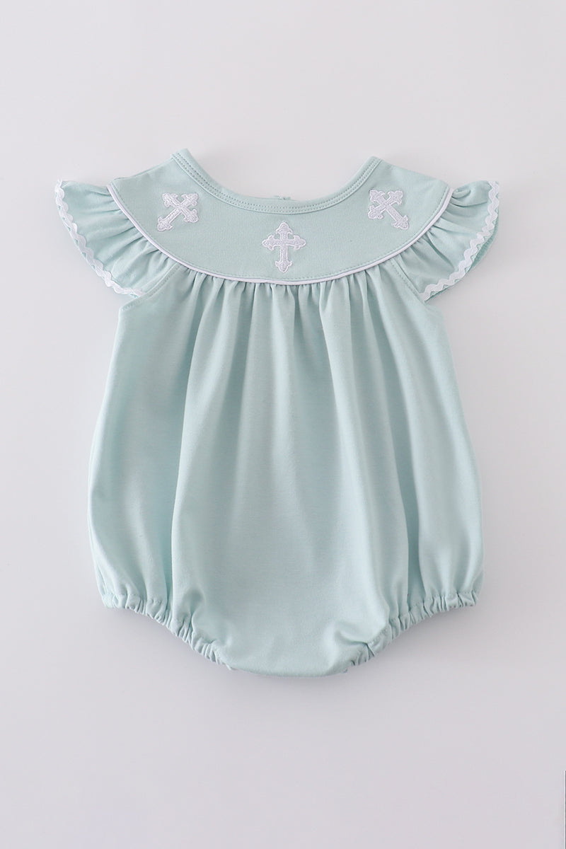 Cross Embroidered Ruffle Bubble