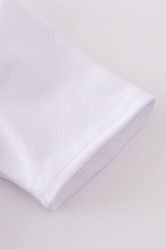 Baby Boys’ White Polo & Beige Gingham Bloomer Set with Gold Cross Embroidery