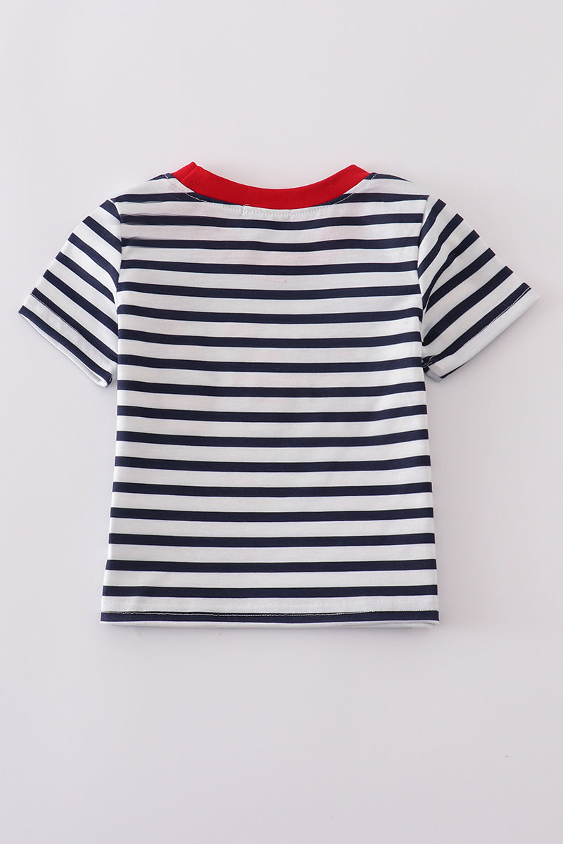 Boys’ Patriotic Cupcake Stripe Tee – Red, White & Blue