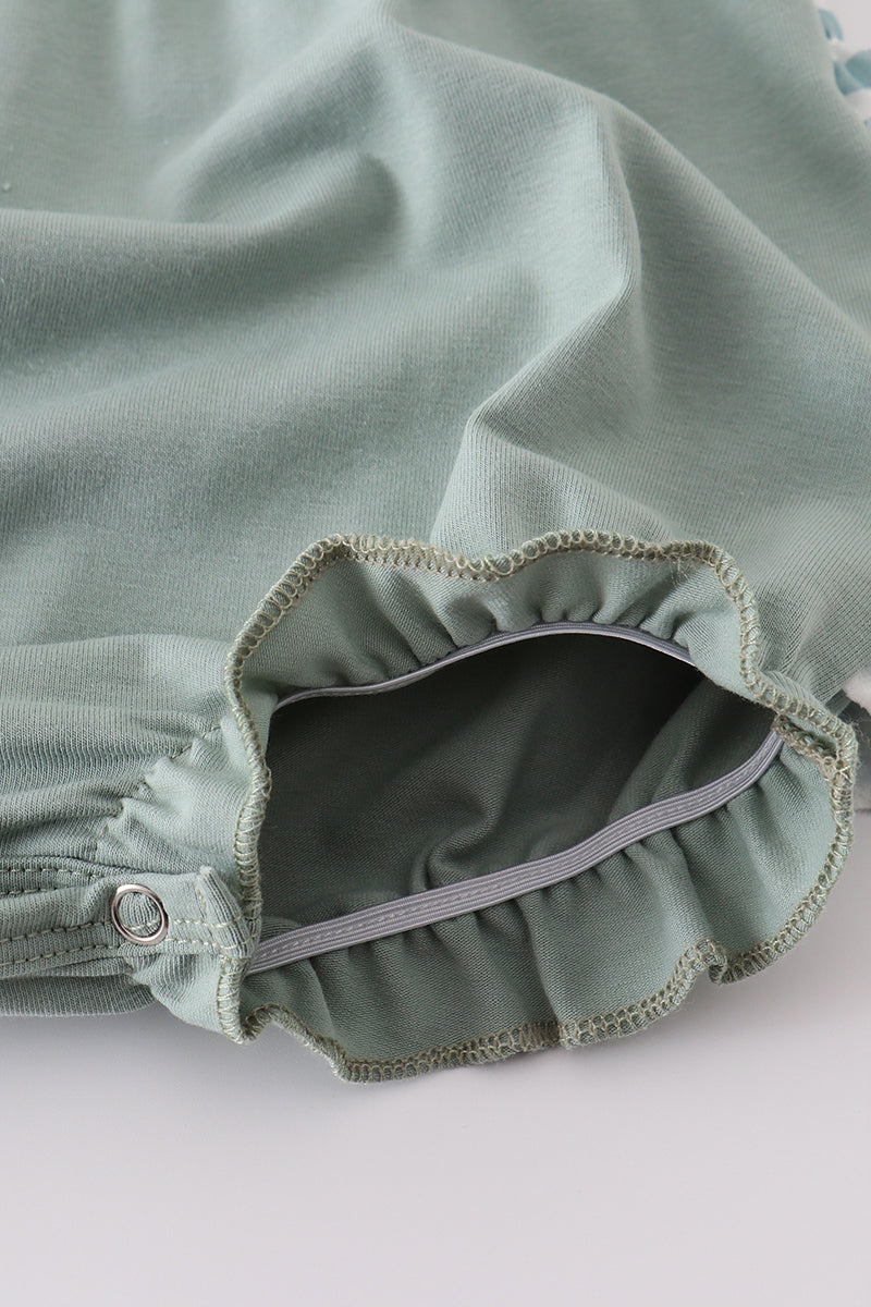 Soft Sage Ruffle Baby Romper