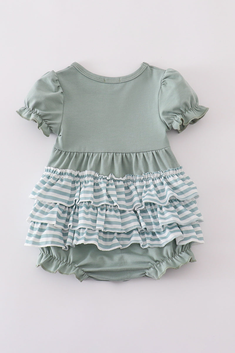 Soft Sage Ruffle Baby Romper