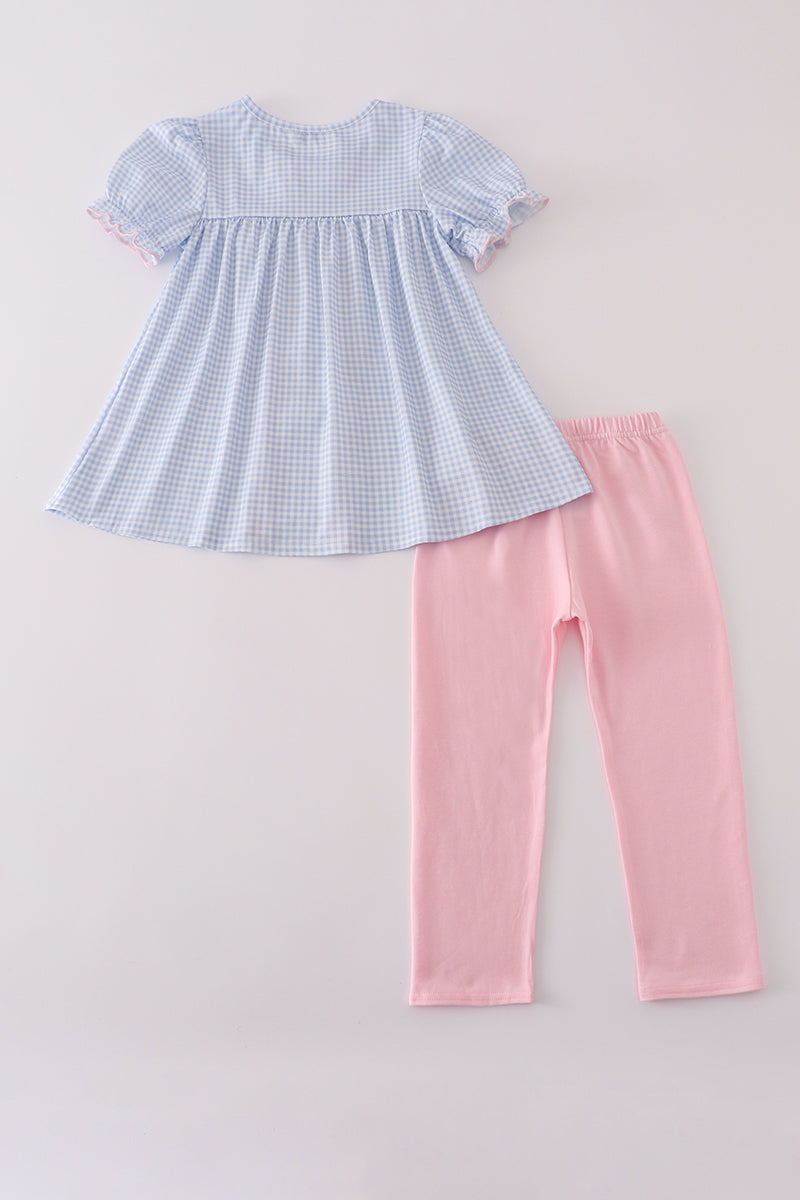 Blue Bow Gingham Bow Set