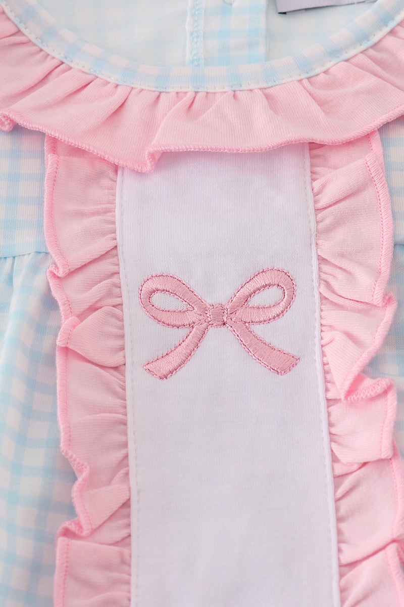 Blue Bow Embroidered Bubble