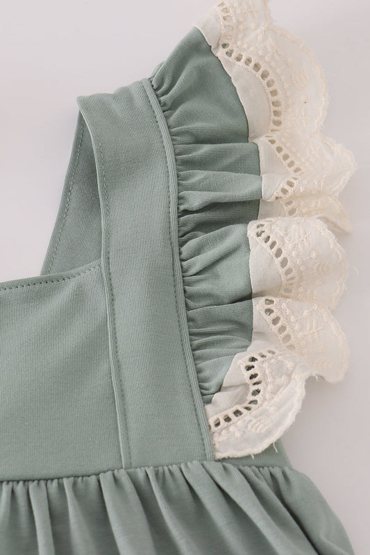 Sage Lace Ruffle Pant Set